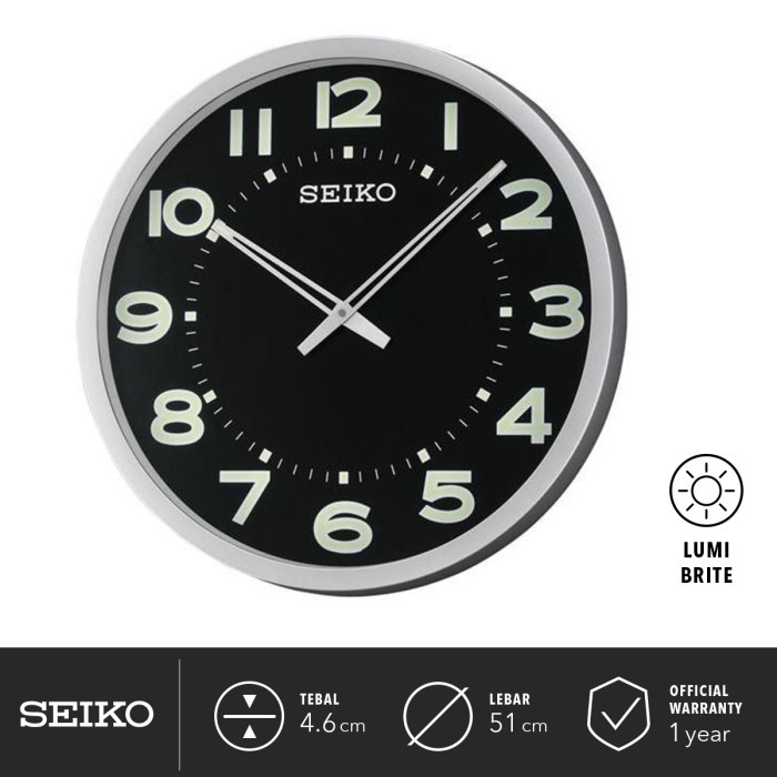 Jual Jam Dinding Seiko Besar Qxa S Lumibrite Analog Black Cm