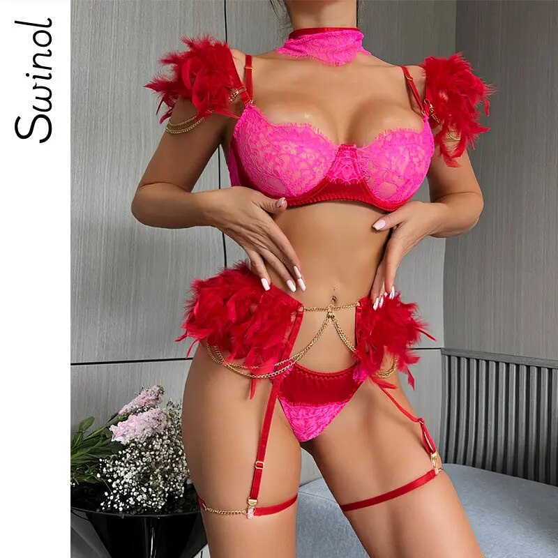 Jual PREORDER Swinol Feather Women Uncensored 6 Piece Lingerie See