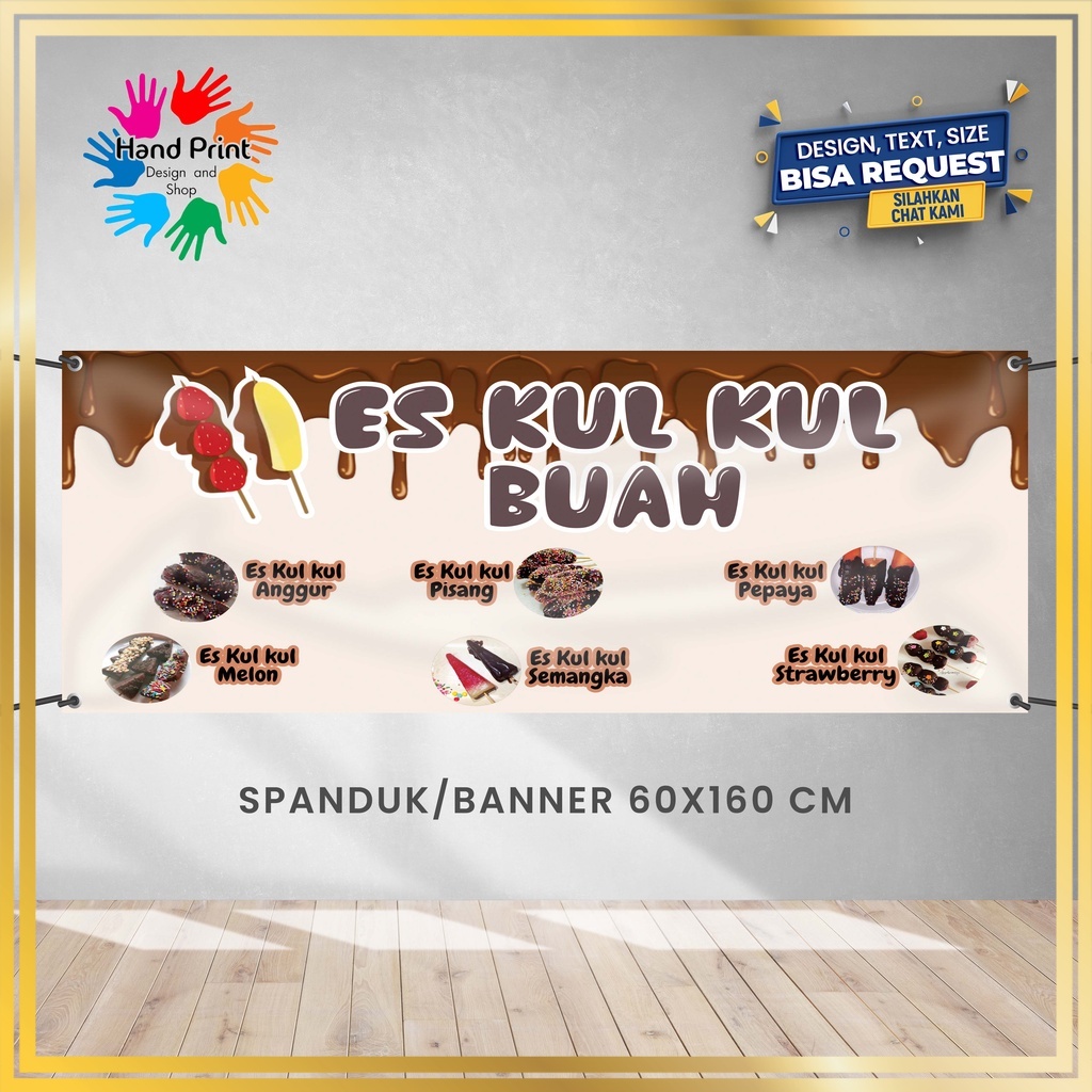 Jual SPANDUK BANNER Es Kul Kul Buah Segar Coklat Ukuran 160x60 Cm