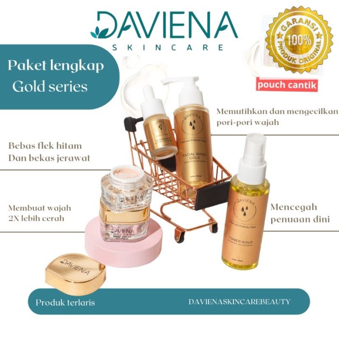 Jual Paket Gold Daviena Skincare Series Original Penghilang Flek Hitam