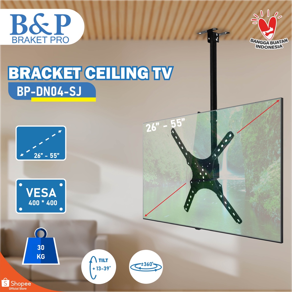 Jual Bracket Braket Tv Gantung Plafon Ceiling Inch Swivel