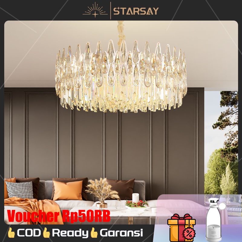 Jual Lampu Gantung Kristal Chandelier Gold Ruang Tamu Warna Cm