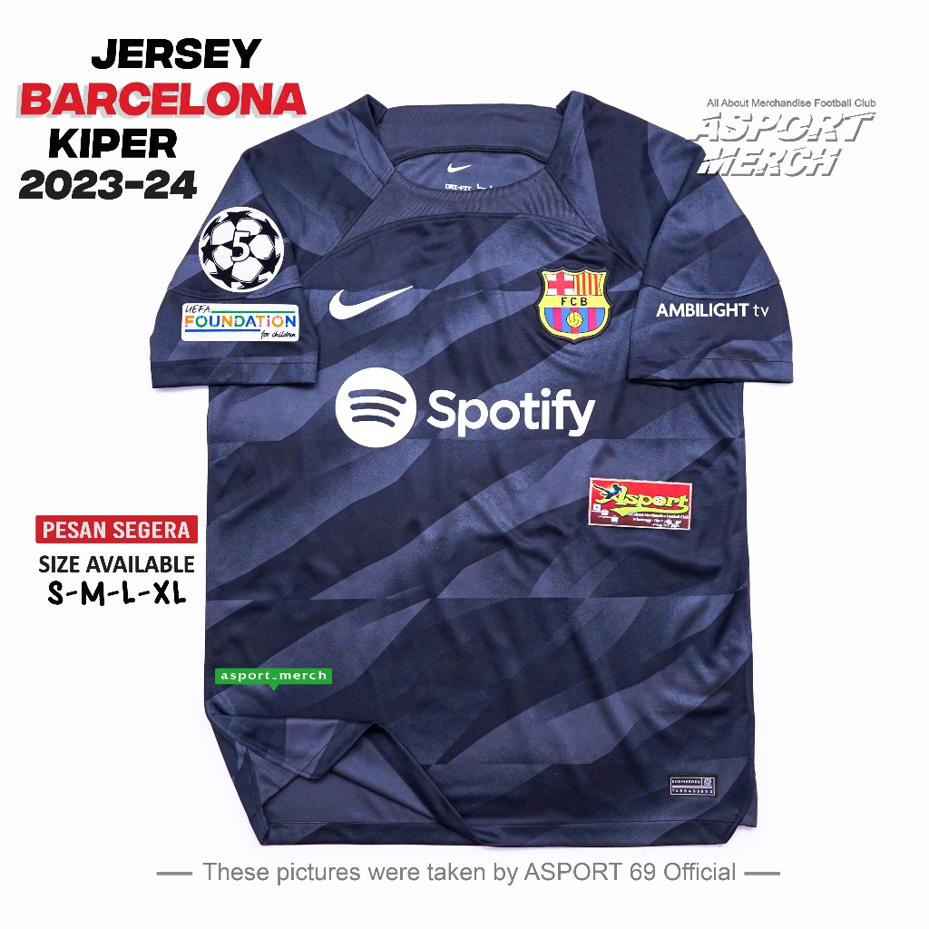 Jual JERSEY BOLA BARCA GK HOME HITAM 2023 2024 SOCCER JERSEY BARCA