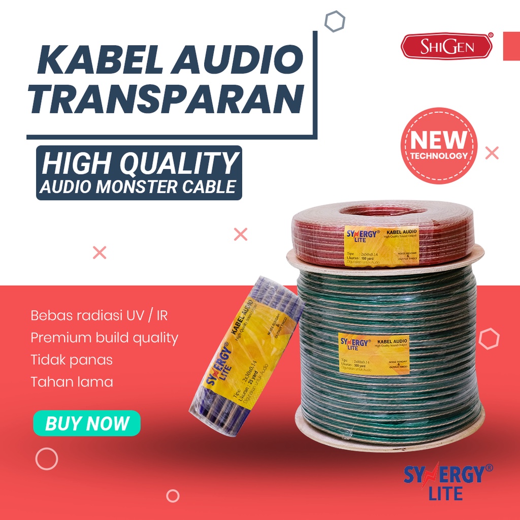 Jual Kabel Audio Lite Transparan Monster Listrik Serabut Synergy By