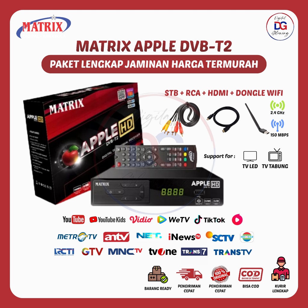 Jual Matrix Apple Merah Silver Kuning Super HD STB TV Digital Cast