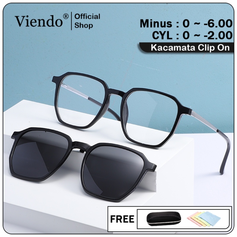 Jual Viendo Kacamata Clip On Hitam Polarized Anti Radiasi Minus Wanita