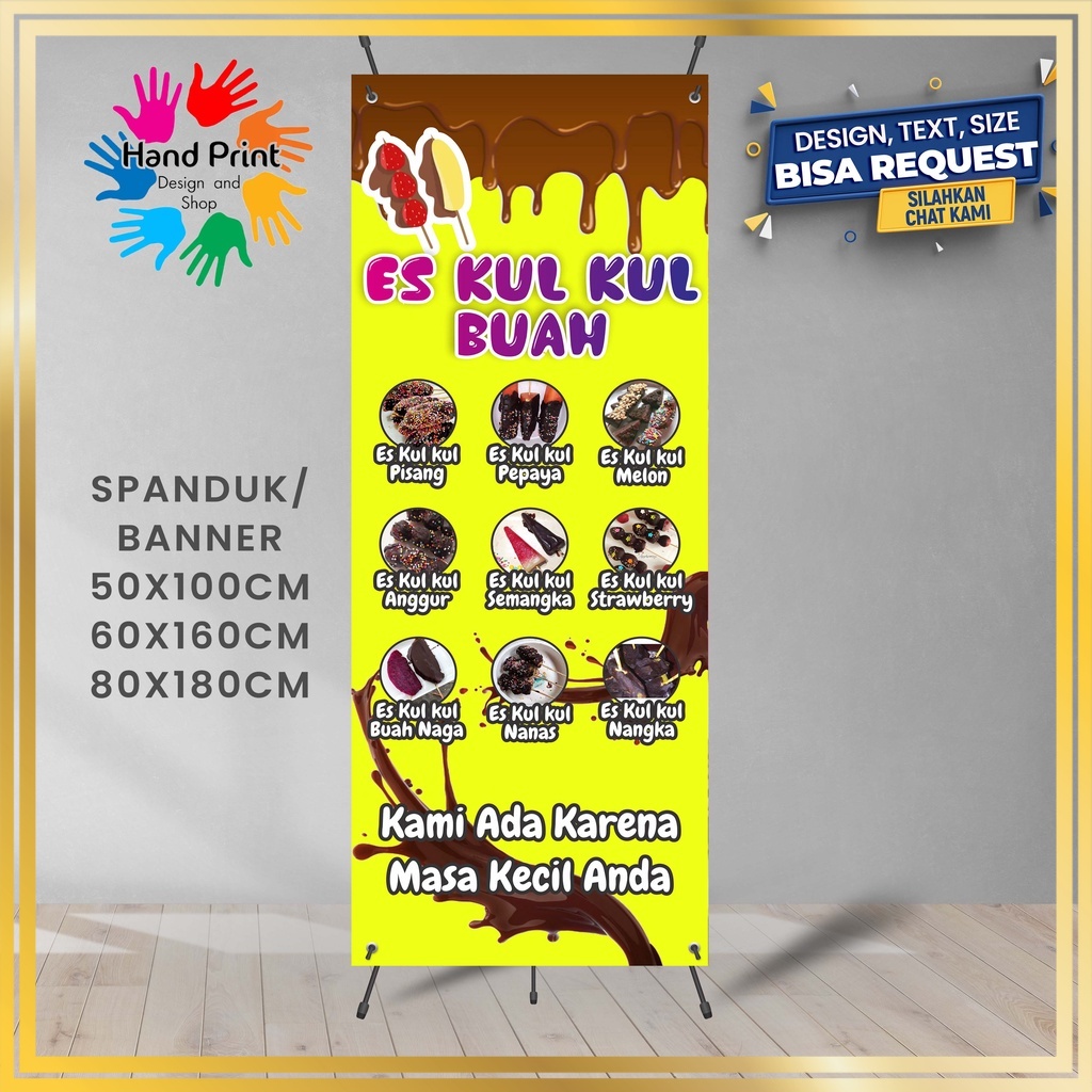 Jual SPANDUK BANNER Es Kul Kul Kuning Bisa Request Desain Shopee