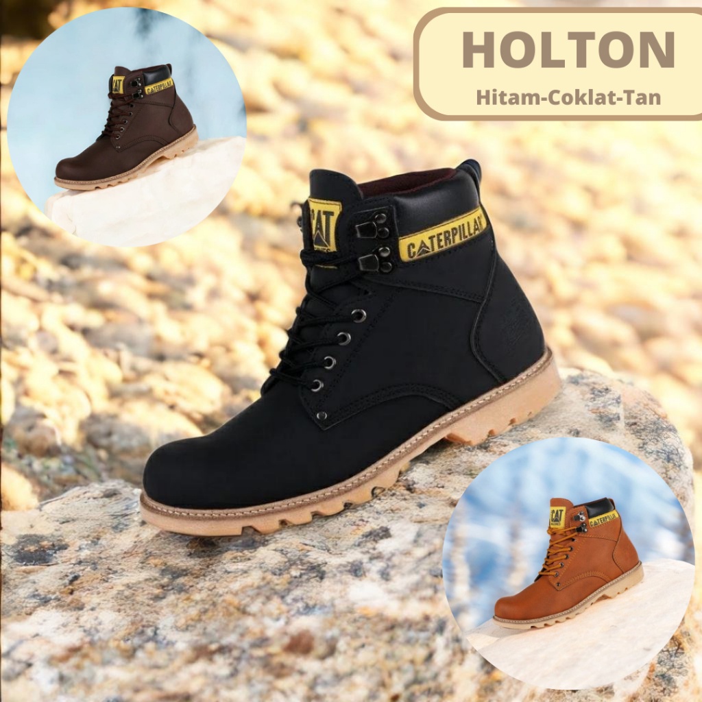 Jual COD Sepatu Caterpillar Holton Sepatu Safety Boots Ujung Besi