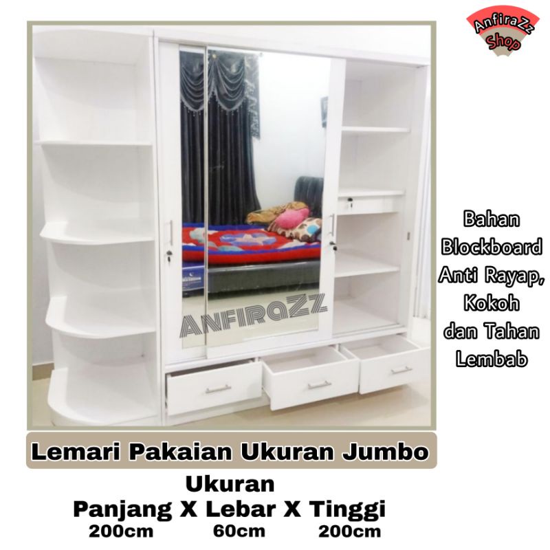 Jual Lemari Pakaian Dan Hijab Dua Pintu Sliding Cat Duko Semprot Bahan