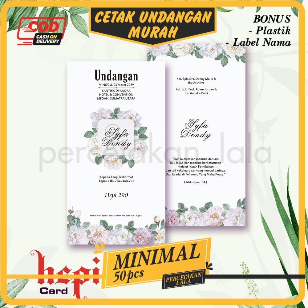 Jual Cetak Undangan Pernikahan Desain Aesthetic Rustic Vintage Elegant