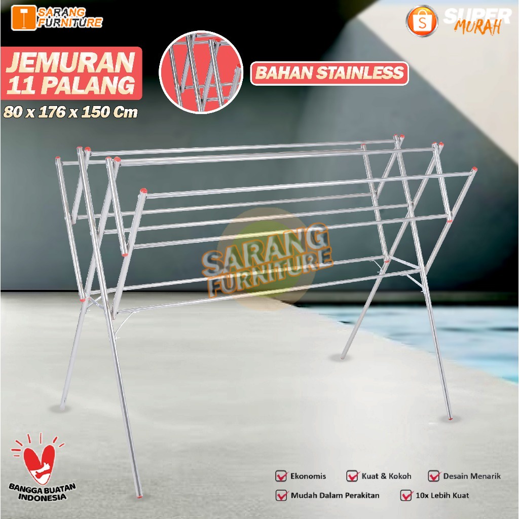 Jual JEMURAN BAJU STAINLESS STEEL SAMUDERA 180 CM KUAT KOKOH MURAH