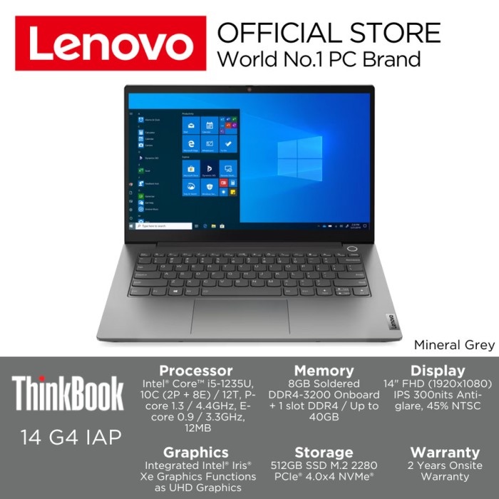 Jual Lenovo ThinkBook 14 G4 IAP Core I5 Gen12 8GB 512GBSSD Win11 OHS