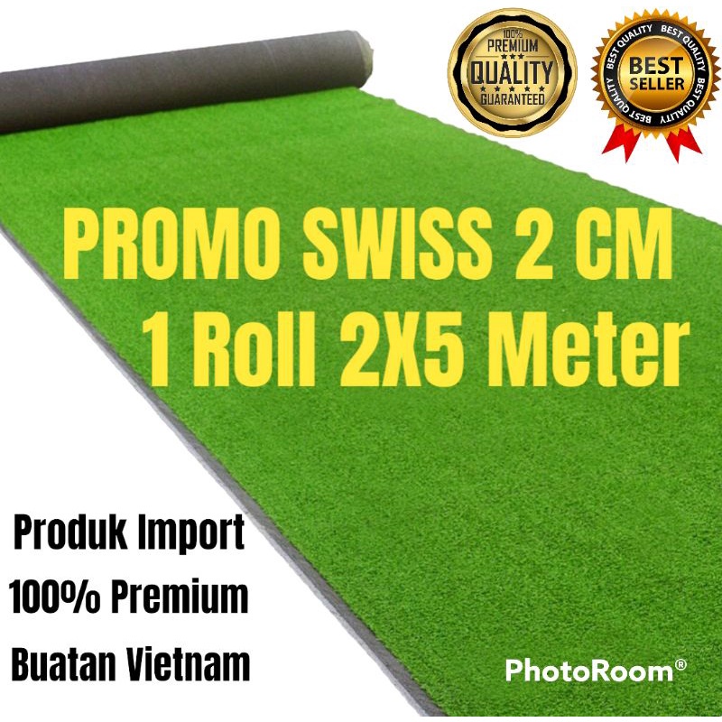 Jual KARPET RUMPUT SINTETIS 1 ROLL UKURAN 2X5 METER TIPE SWISS TEBAL 2