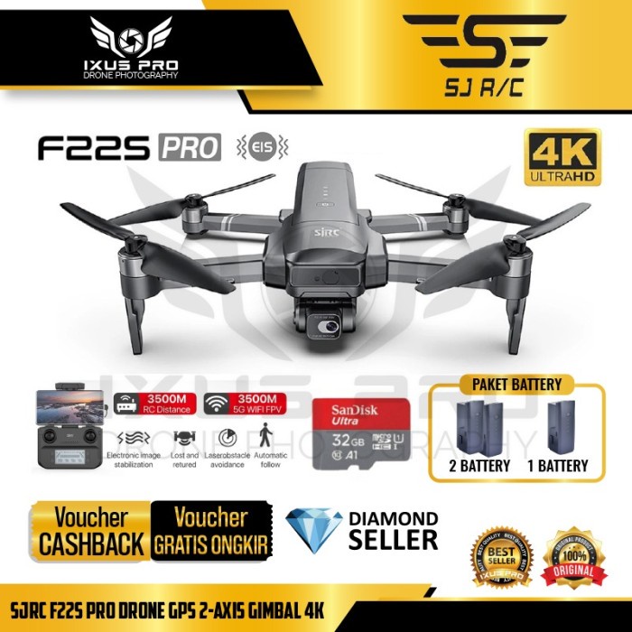 Jual SJRC F22S Pro Drone GPS 2 Axis Gimbal 4K 3 5KM 35 Min RC