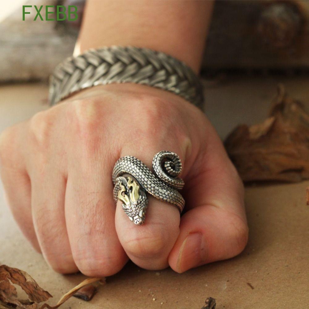 Jual Fxebb Cincin Ular Silver Logam Vintage Kepribadian Rock Hitam Gaya