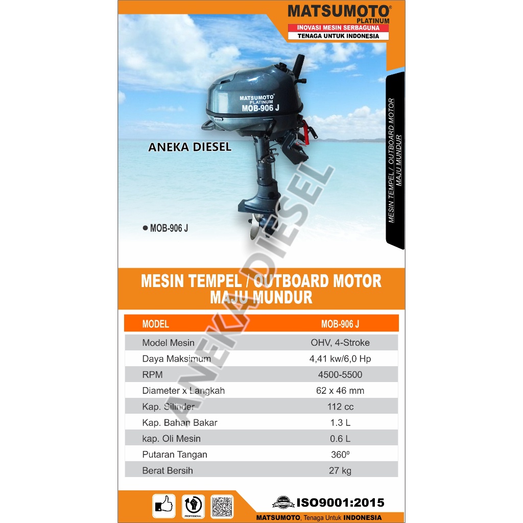 Jual Mesin Tempel Perahu JET MOB 906 J MATSUMOTO Marine Outboard JET