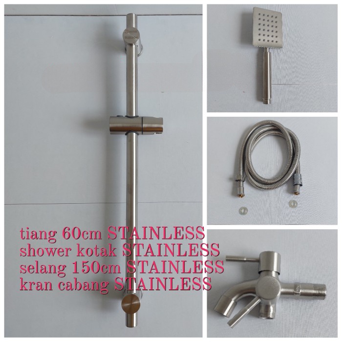 Jual Paket Shower Tiang Stainless SUS 304 Kran Cabang Stainless SUS