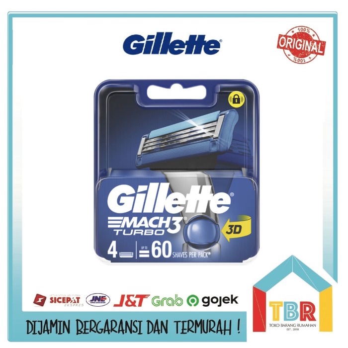 Jual New Gillette Cartridge Mach 3 3 Turbo Refill Pisau Cukur Isi