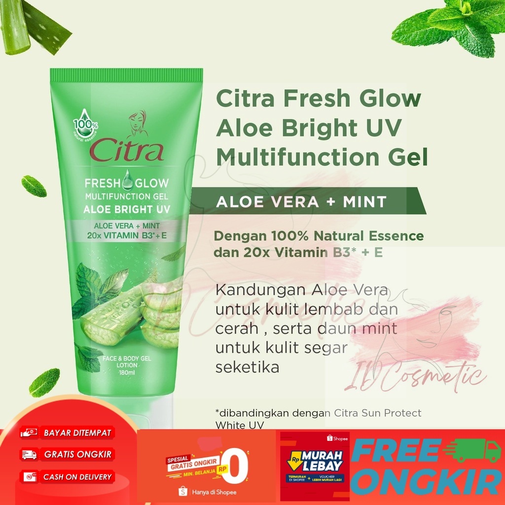 Jual Citra Fresh Glow Aloe Vera Mint Multifunction Gel Aloe Bright UV