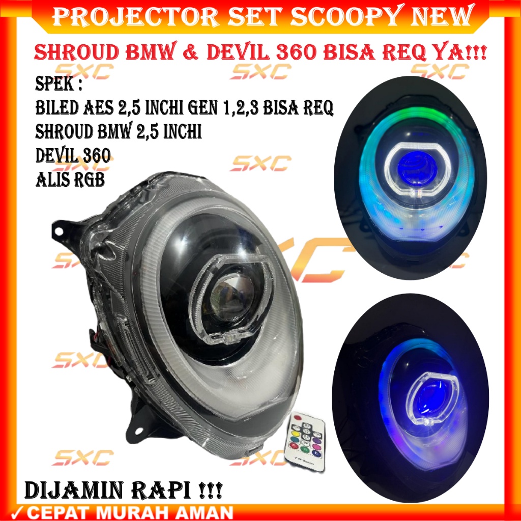 Jual Original Biled Projector Set Scoopy New Projector Aes Wst Turbo