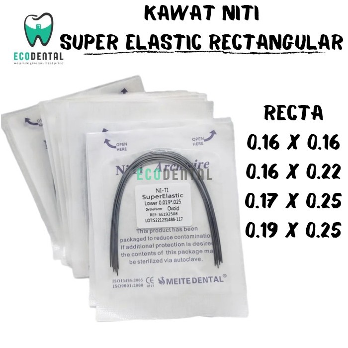 Jual Dental Ortho Kawat Niti RECTA Isi 10pc 16x16 16x22 17x25 19x25