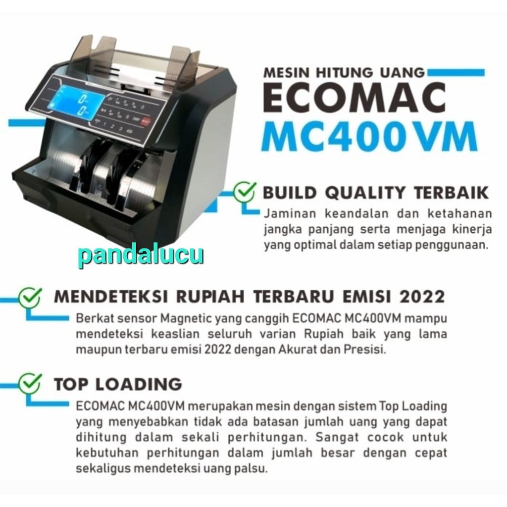 Jual ECOMAC MC 400 VM PLUS Money Counter Mesin Hitung Uang 400VM PLUS