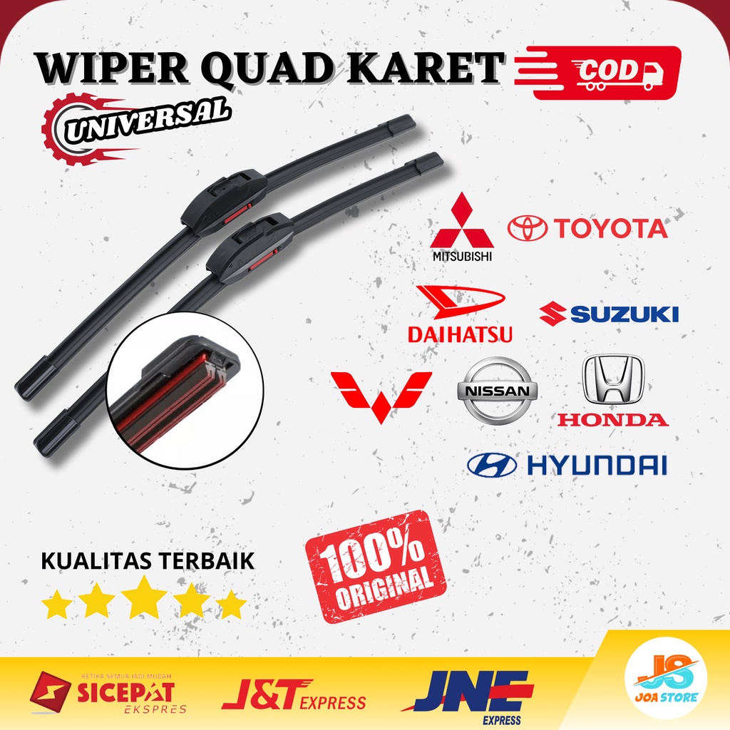 Jual Wiper Quad Karet 4 Lapis Karet Frameless Model Quad Blade 4 Karet