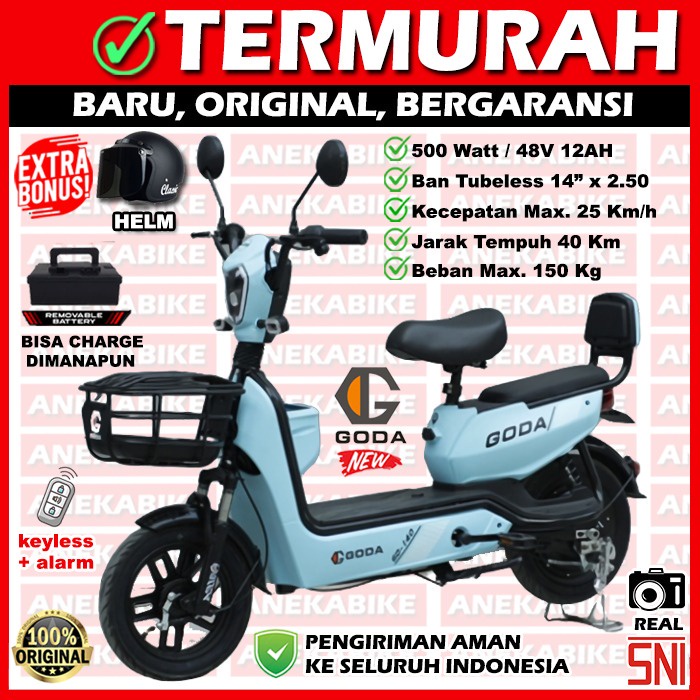 Jual Sepeda Listrik Goda 140 Monkey 500 Watt Bonus Helm Sepeda Listrik