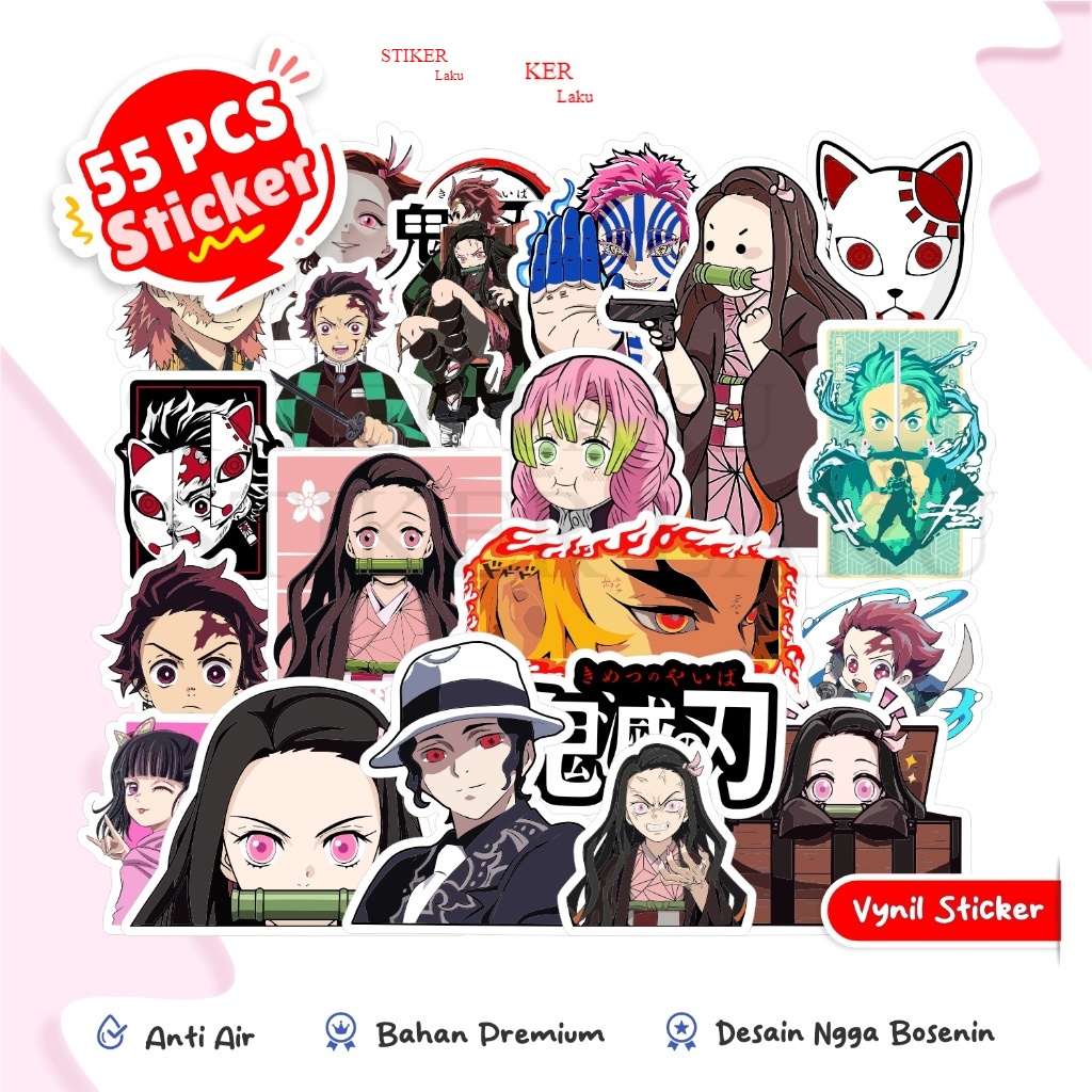 Jual STIKER LAKU 55PCS STIKER DEMON SLAYER STICKER ANIME DEMON