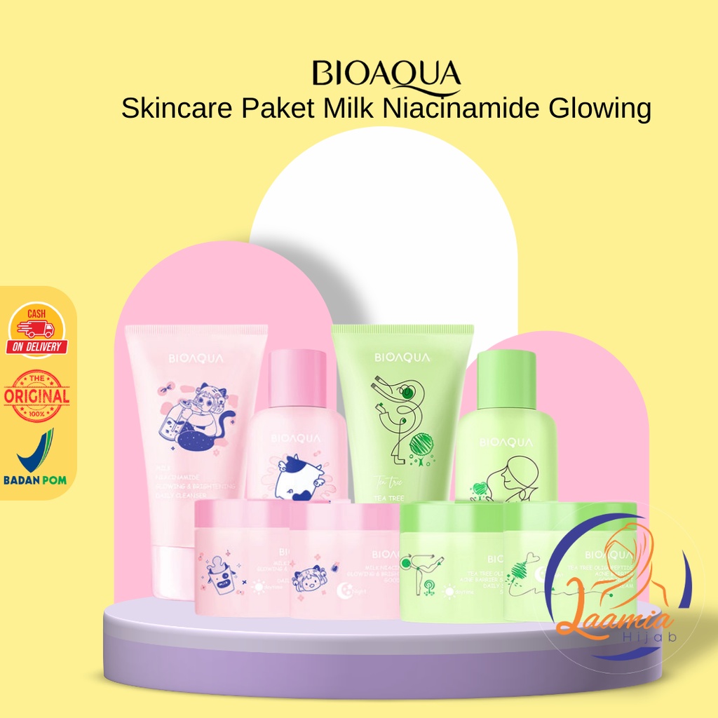 Jual Laamiahijab Bioaqua Skincare Paket Milk Niacinamide Glowing