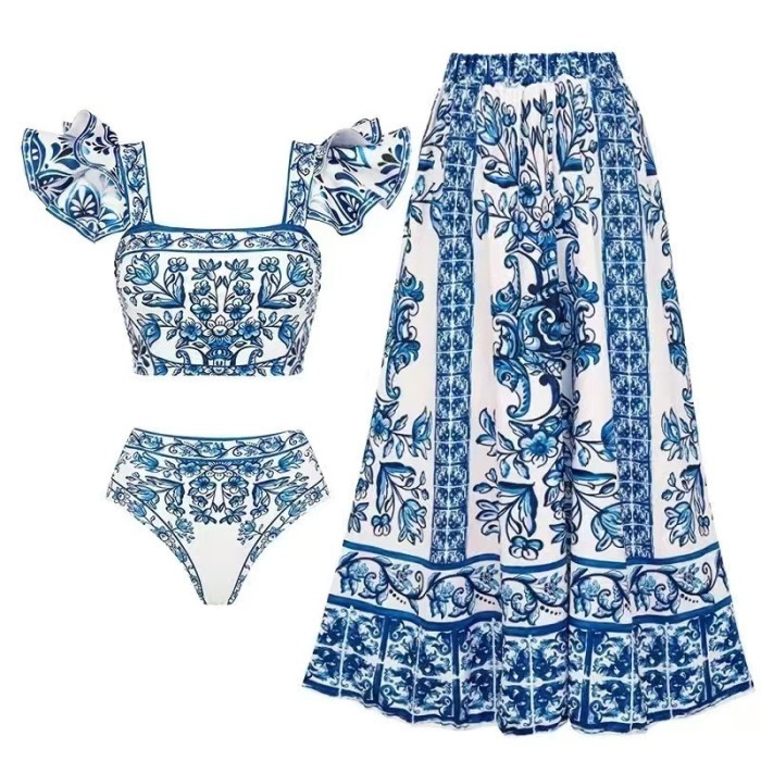 Jual Hanso Blue Bikini Set Pcs Skirt Outer Woman