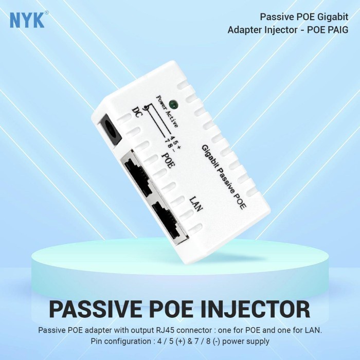 Jual Passive Poe Gigabit Adapter Injector NYK Shopee Indonesia