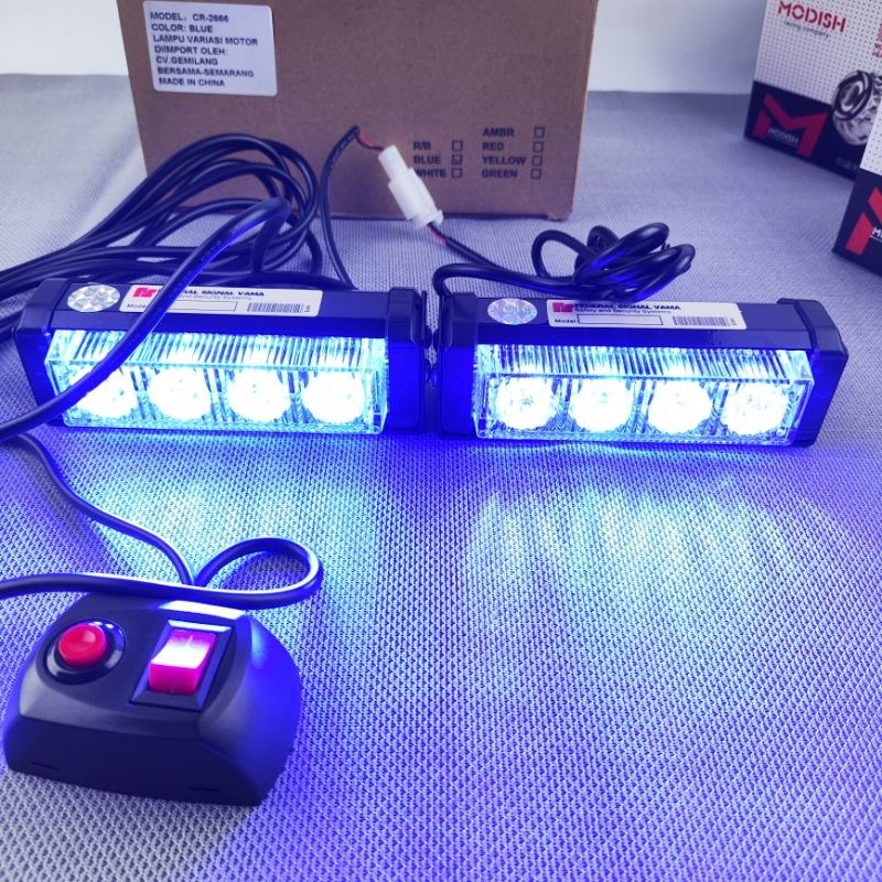 Jual Lampu Led Kedip 4x2 Federal Signal Blue Blue Flash 8 Mode