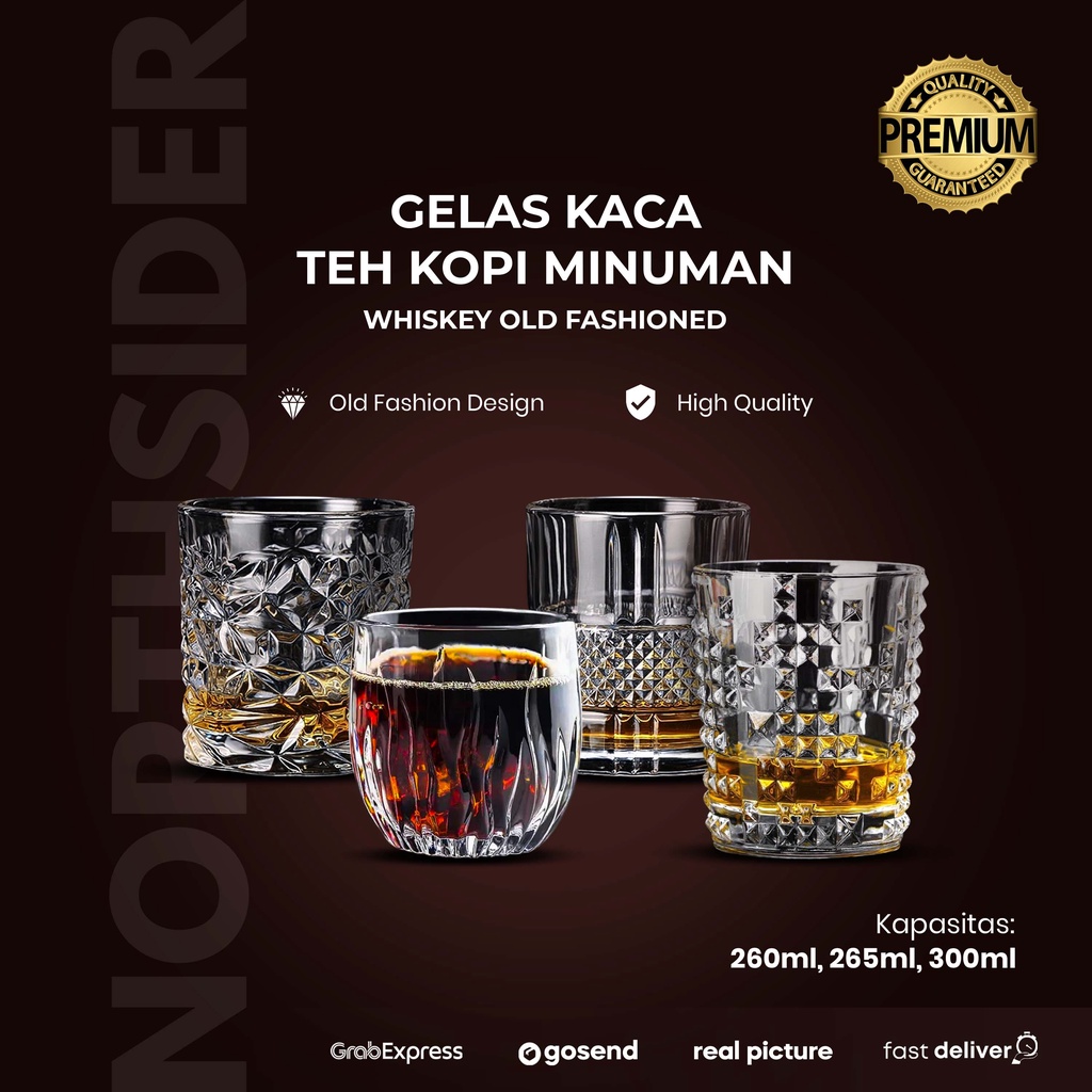 Jual Gelas Kaca Minuman Kopi Teh Whiskey Scotch Bourbon Diamond Crystal