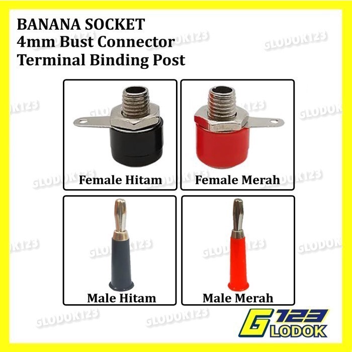 Jual Binding Post Konektor Speaker Jack Socket Banana Plug Merah Hitam