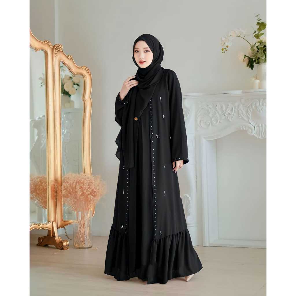 Jual Dress Hitam Abaya Turki Remaja Kekinian Terbaru Bahan Ceruty