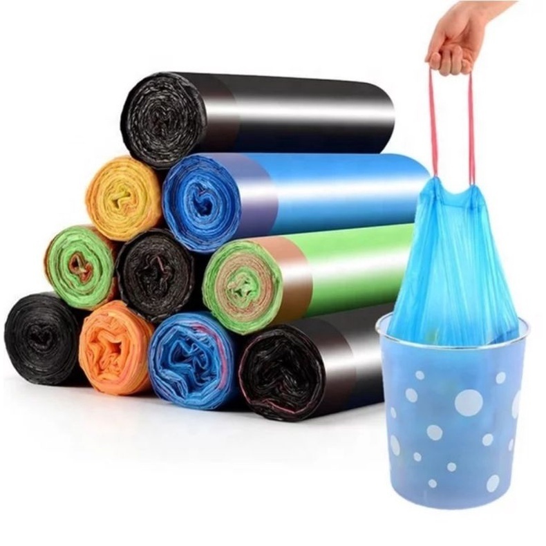 Jual KANTONG PLASTIK SAMPAH ROLL DENGAN TALI 45X50CM ISI 15 LEMBAR