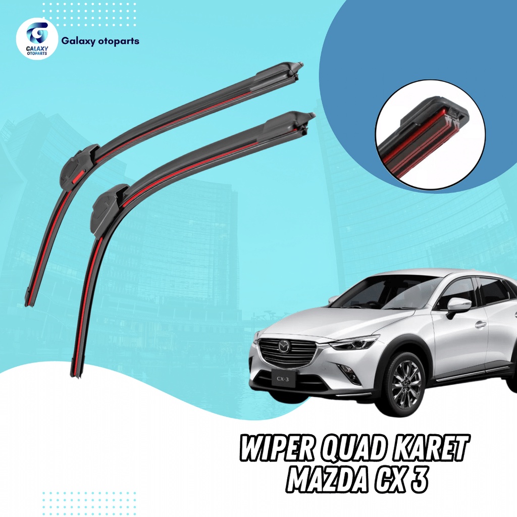 Jual Wiper Quad 4 Karet Mazda CX 3 Frameless Sapuan Kaca 1 Set Kiri