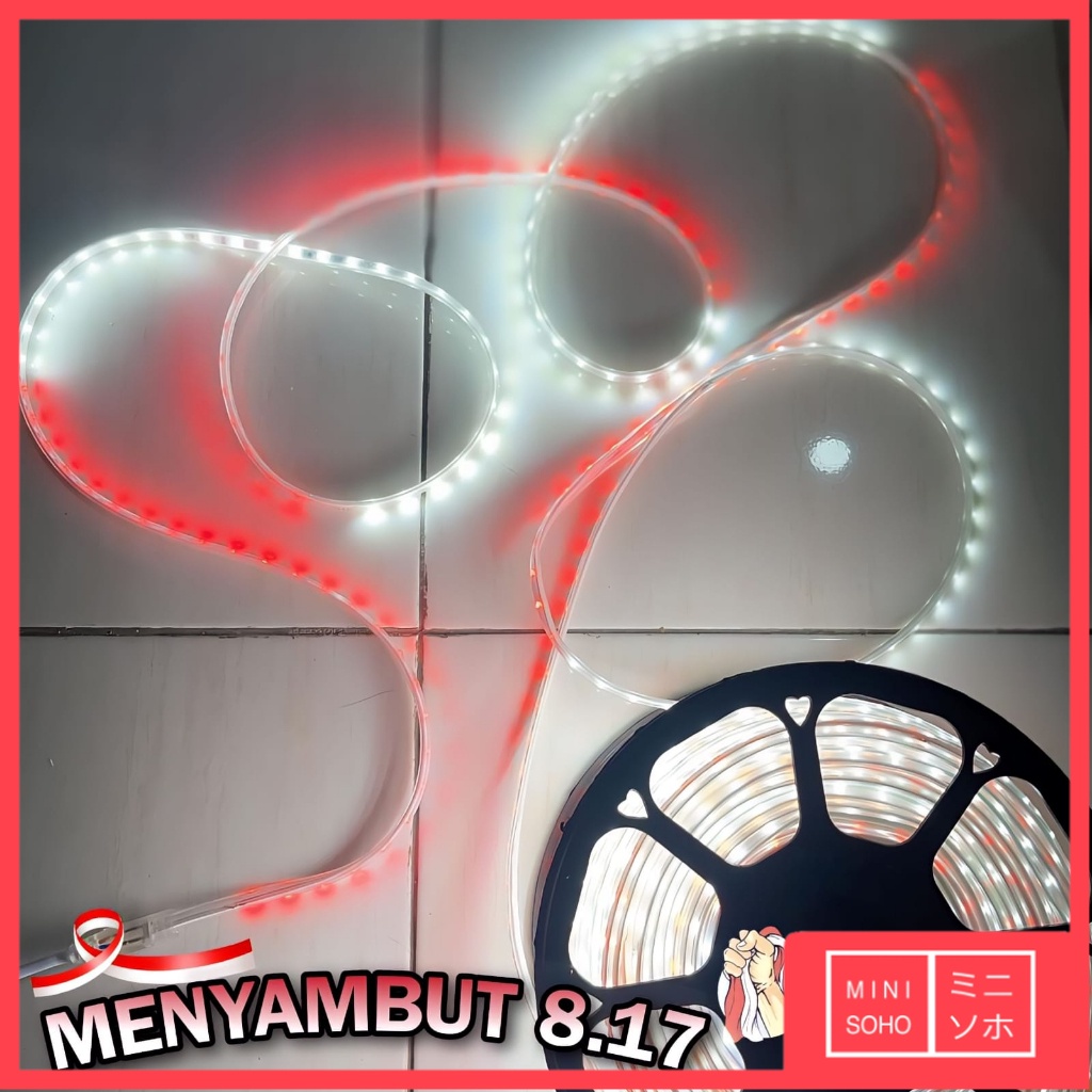 Jual LAMPU LED STRIP 3535 52 LED SELANG MERAH PUTIH ADAPTOR Shopee