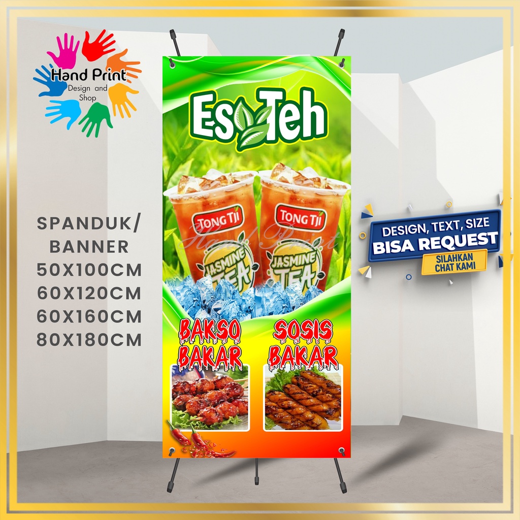 Jual Cetak Spanduk Banner Mmt Es Teh Poci Es Teh Tong Tji X Sosis