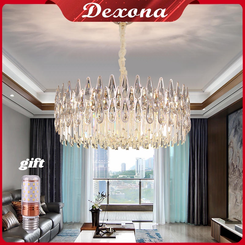 Jual Lampu Gantung Kristal Chandelier Gold 60 40cm Ruang Tamu 3 Warna