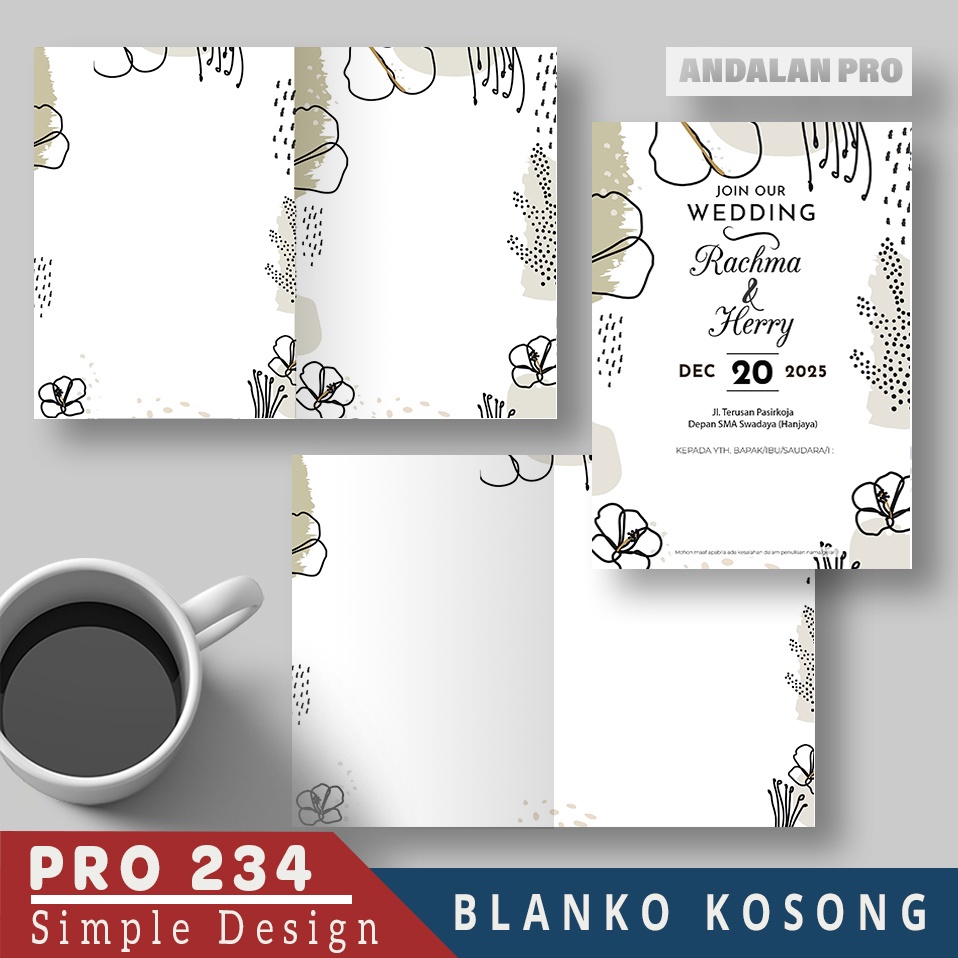 Jual PRO 234 Lipat 2 Tebal 150 GSM Blanko Undangan Pernikahan