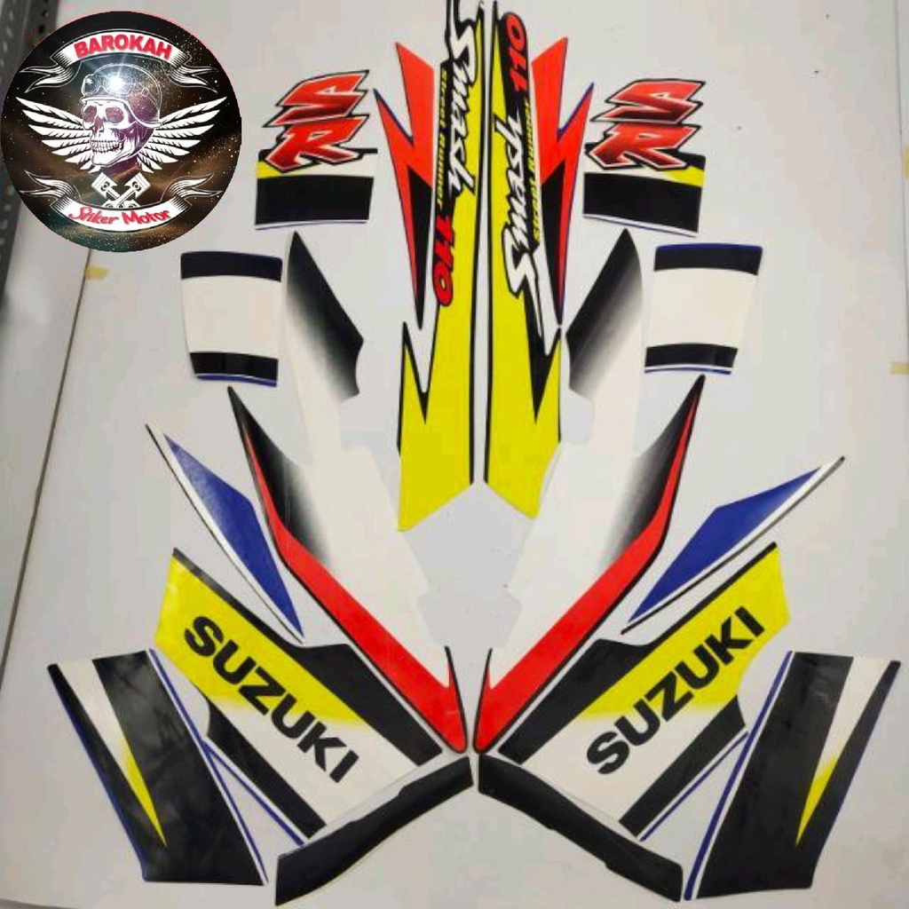 Jual AJS Striping Stiker Motor Suzuki Smash 110 R 2005 2006 Hitam Biru