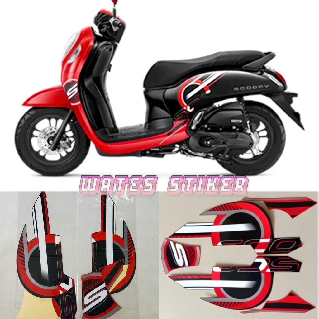 Jual STRIPING STICKER LIS LES POLET Honda Scoopy 2023 2024 Sporty Merah