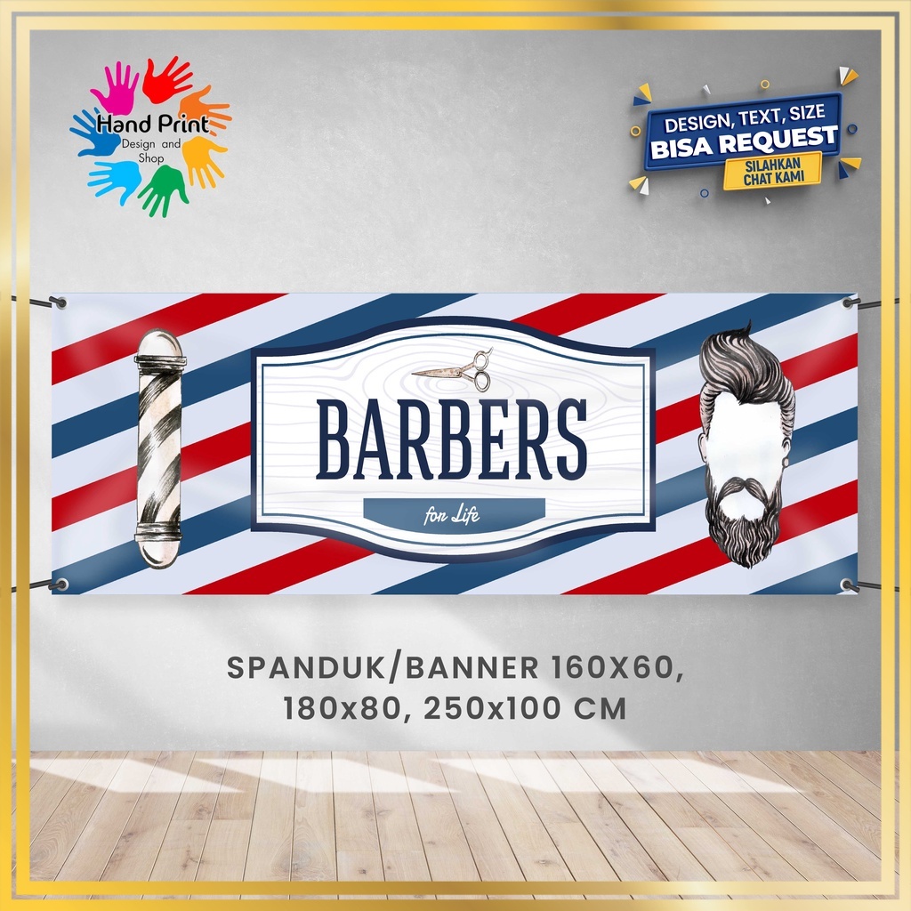 Jual SPANDUK BANNER Barbershop Pangkas Rambut Cukur Rambut Haircut