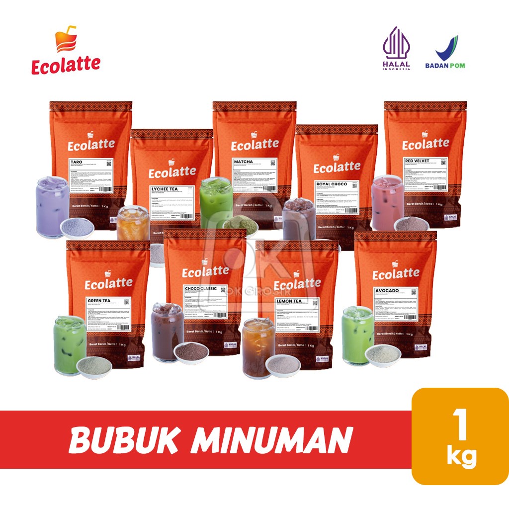 Jual Bubuk Minuman Rasa ECOLATTE Powder Drink Murah Enak 1 Kg