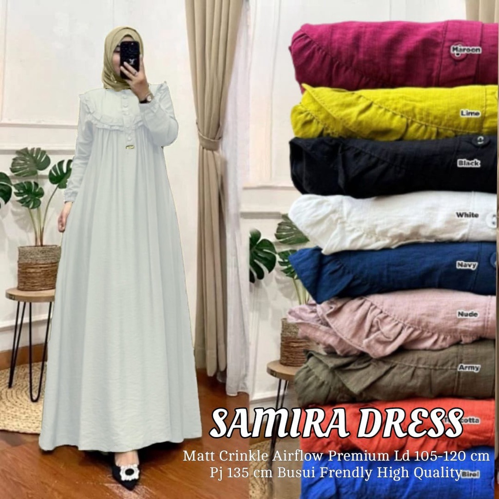 Jual SAMIRA DRESS MAXY CRINKLE AIRFLOW PREMIUM GAMIS WANITA MUSLIM