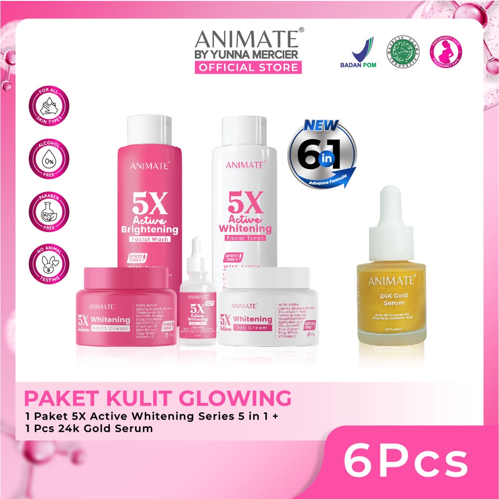 Jual FLASH SALE Paket Kulit Glowing Animate 5x Active Whitening