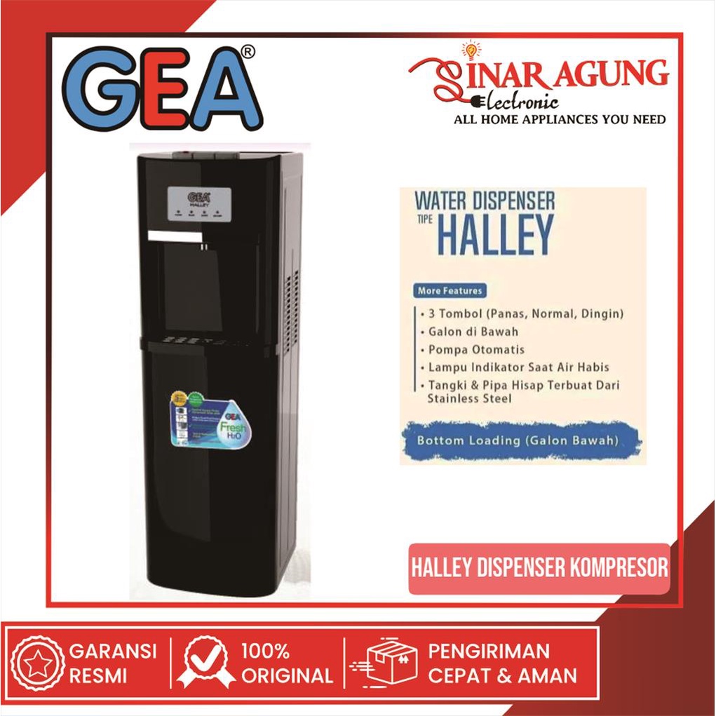 Jual COD DISPENSER GALON BAWAH GEA HALLEY LOW WATT 3in1 GARANSI RESMI