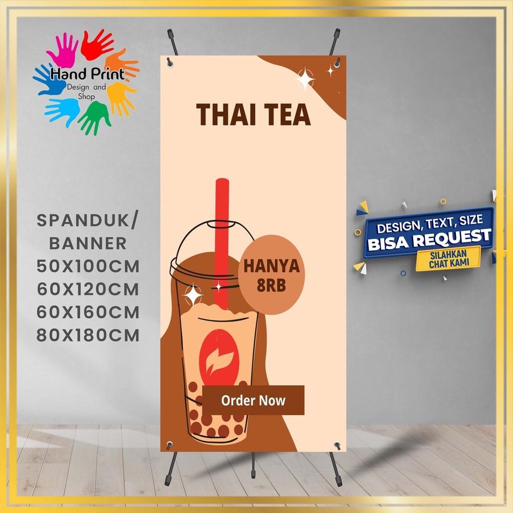 Jual SPANDUK BANNER Minuman Es Thai Tea Warna Krem 2 60x160 CM Cocok